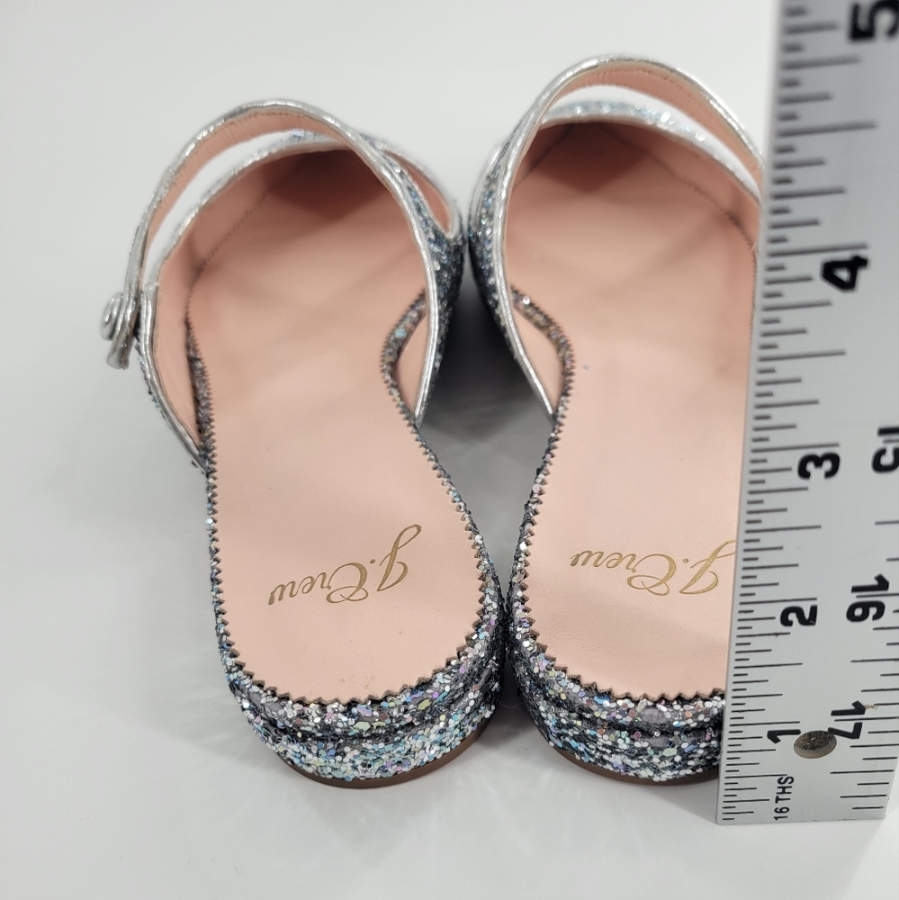 J. Crew Glittery Silver Flats with Strap - Picture 4 of 6